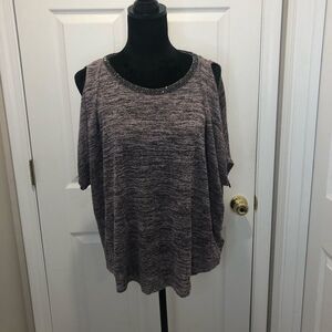 Juicy Couture pink and black top with jeweled collar, size large